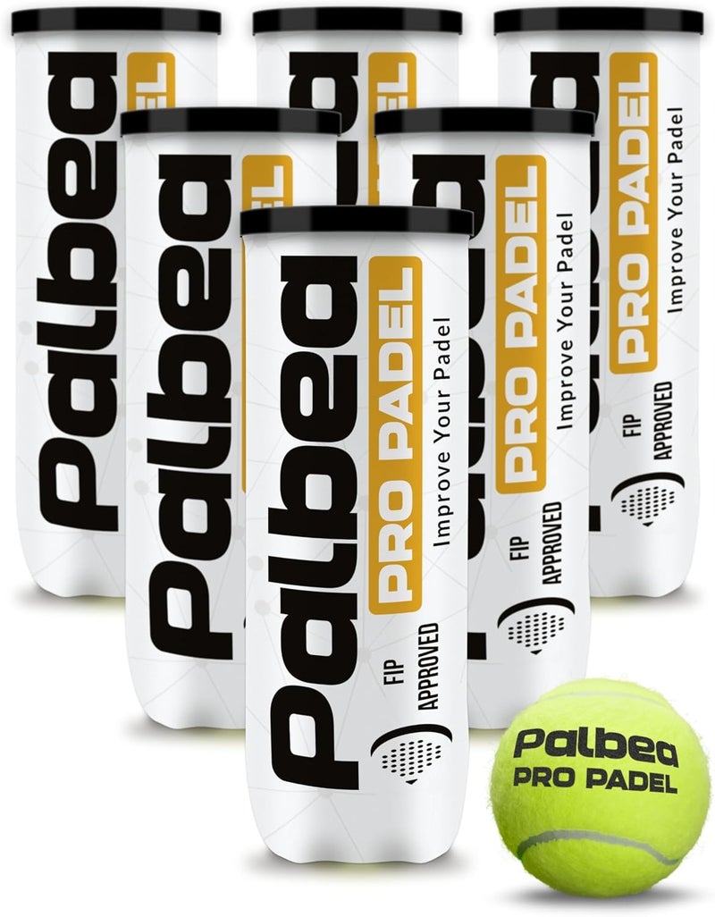 Palbea PRO Padel Balls. 6/12/24 Tubes of 3 Padel Tennis Balls FIP Approved. Paddle Balls Made of HV Felt for Training and Tournament. Suitable for Any Surface or Sites. - Image 1